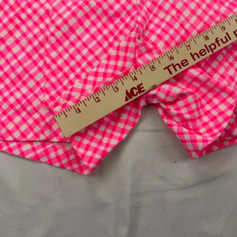Lilly Pulitzer Callahan Shorts Women 6 Pink Gingham Check Neon Side Zip Stretch